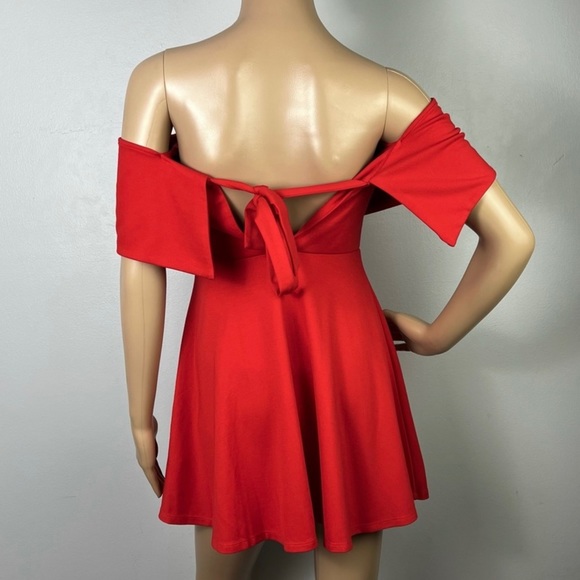 NEW LPA REVOLVE RED OFF-THE-SHOULDER MINI DRESS - Picture 7 of 9